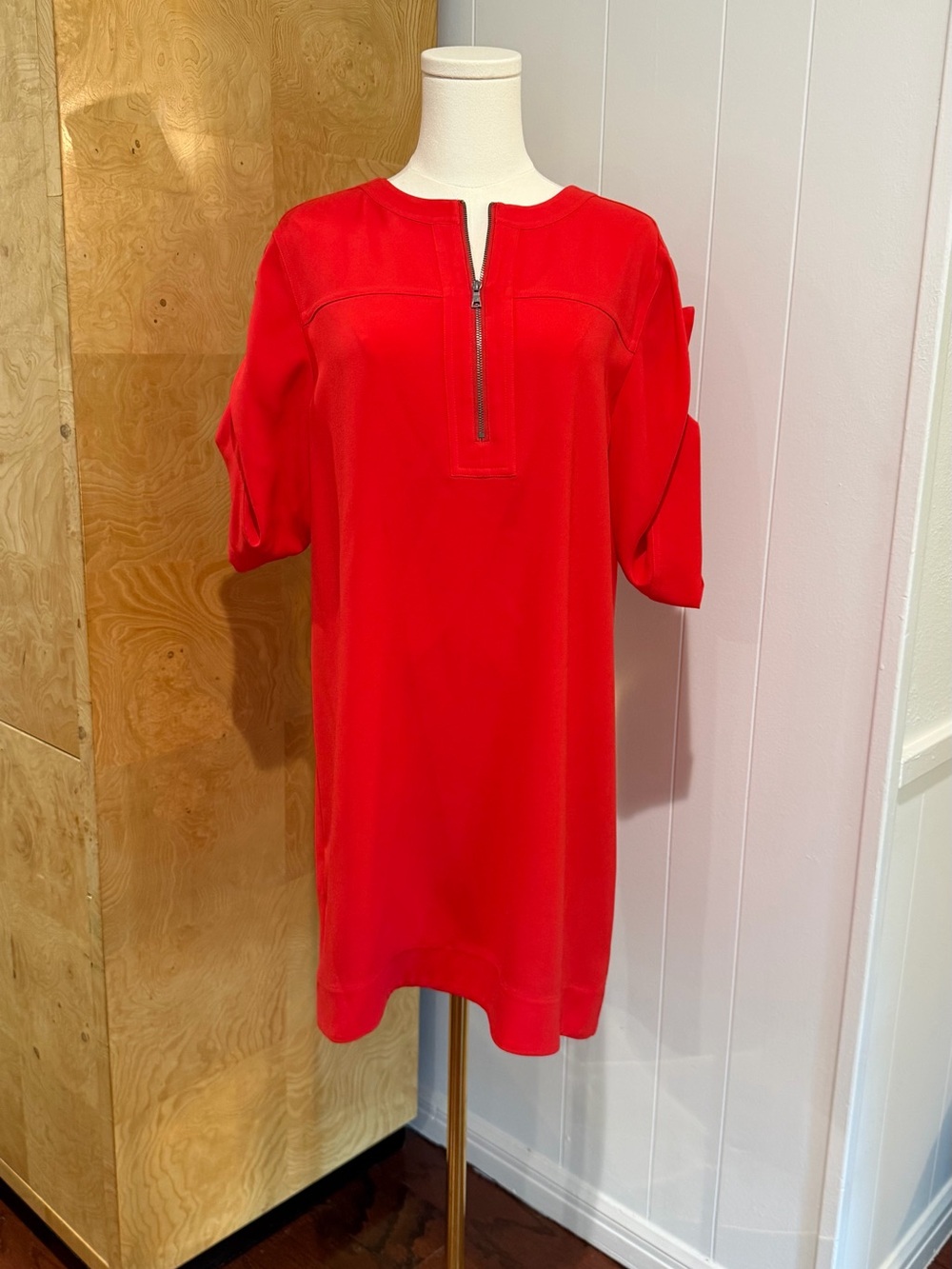 BCBGMaxAzria Red Zip-Front Shift Dress